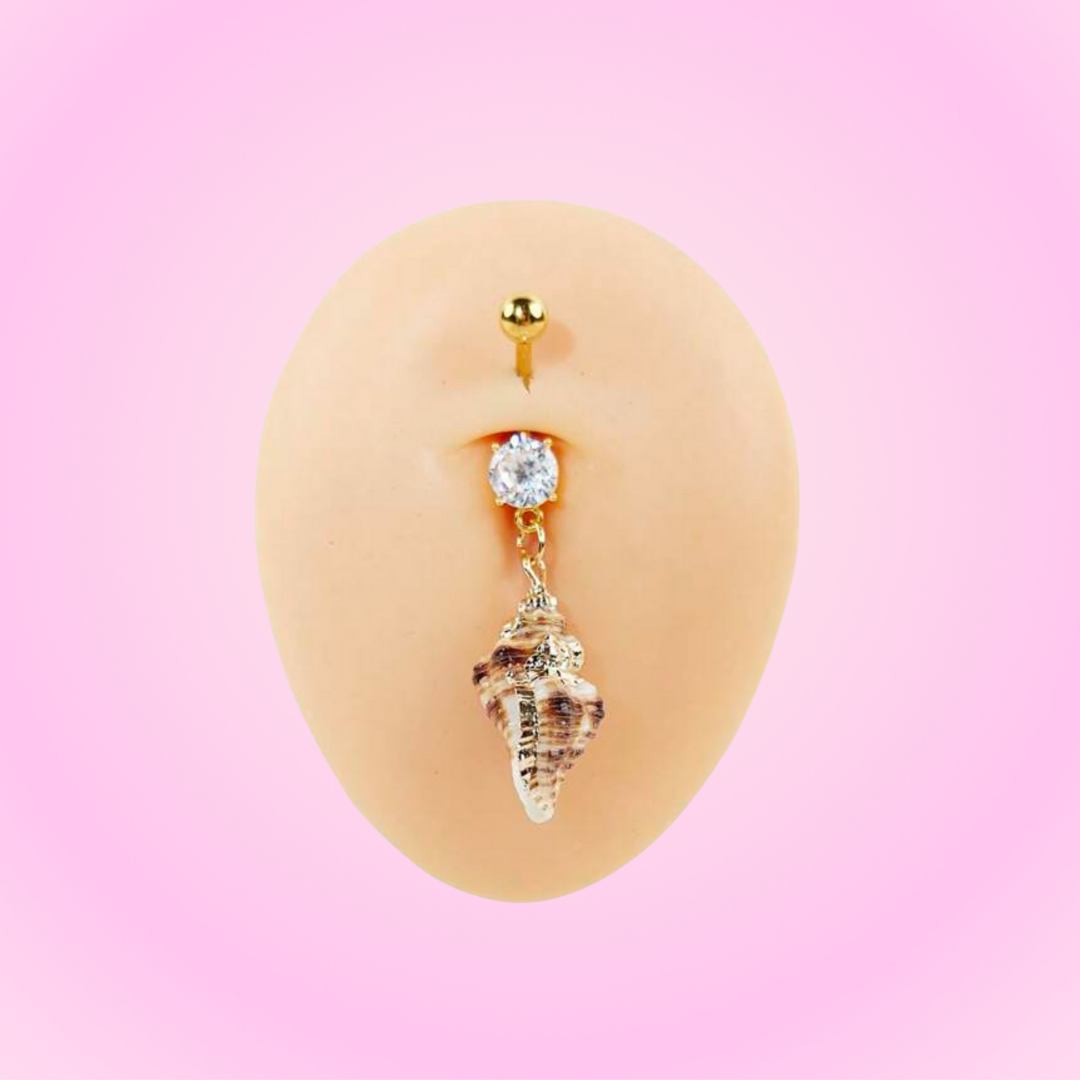 Belly Piercing Golden Shell