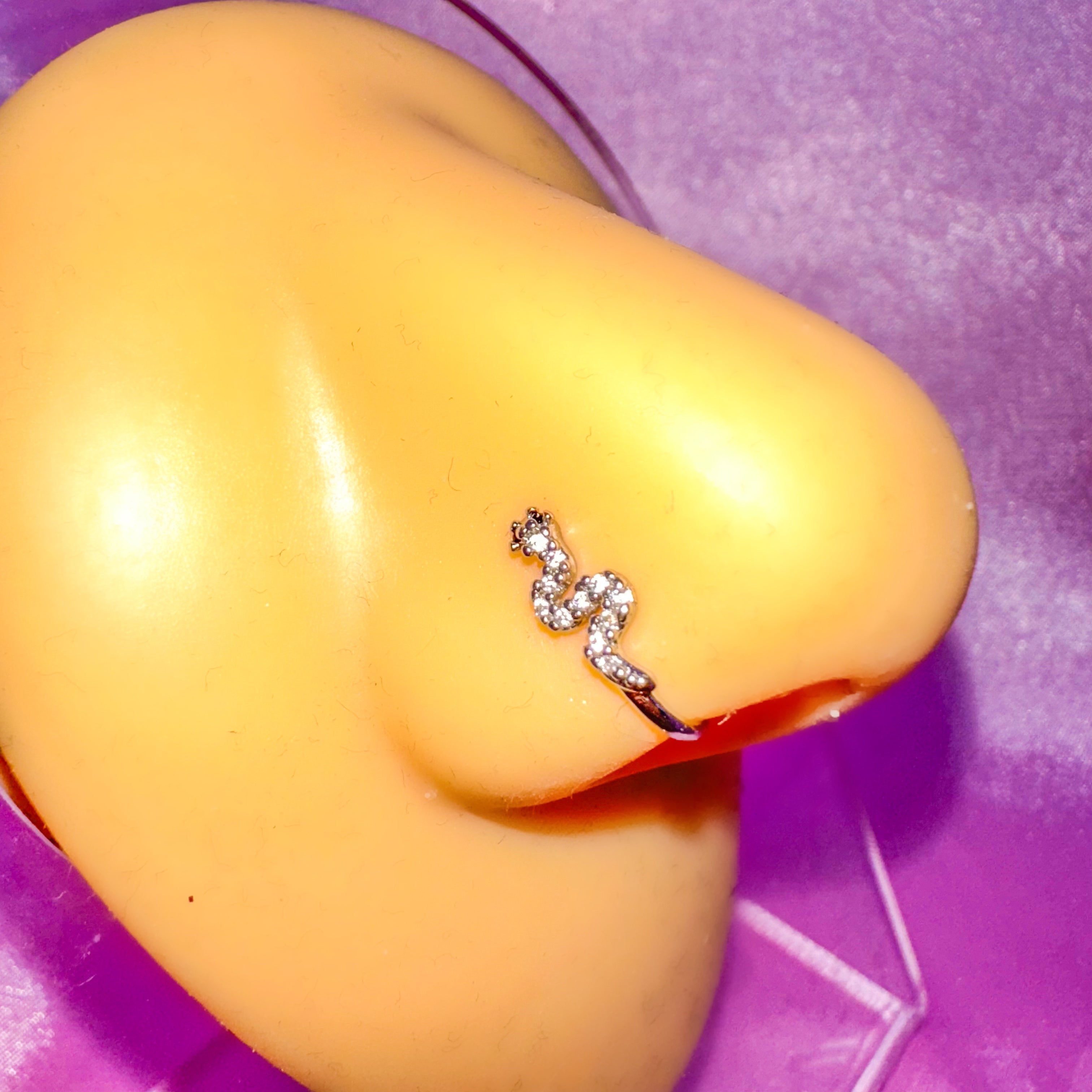 Fake Nose Piercing Icy Snake