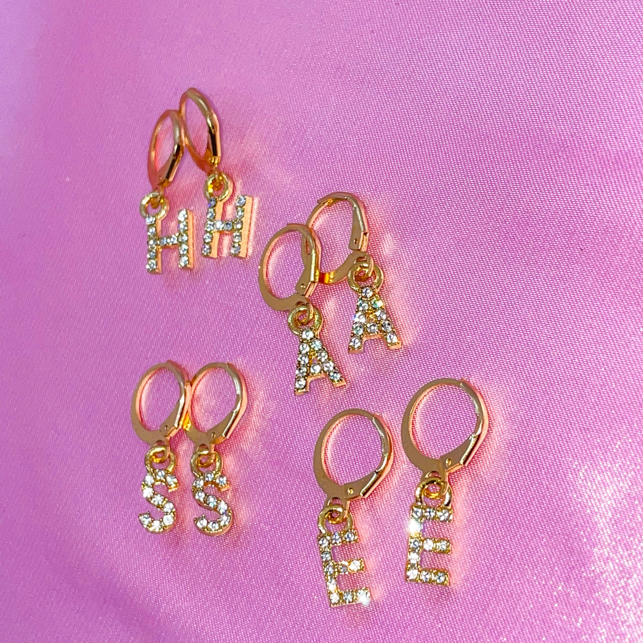 Icy Initial Earrings Gold