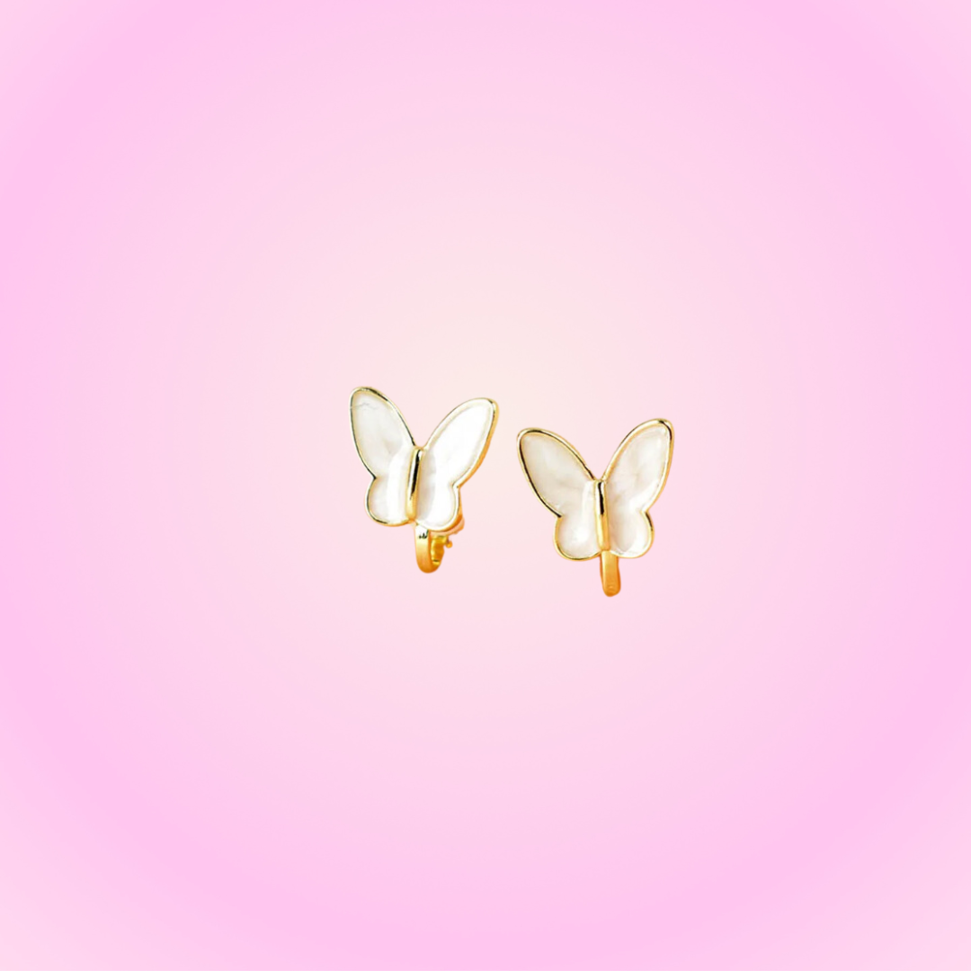 Clip Earrings Butterfly Pearl