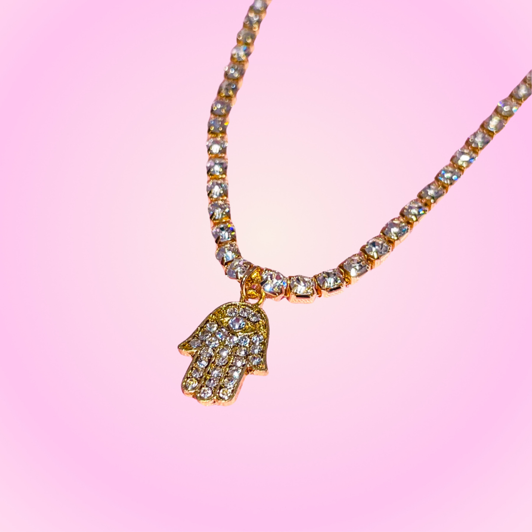 Glitter Fatima Necklace Gold