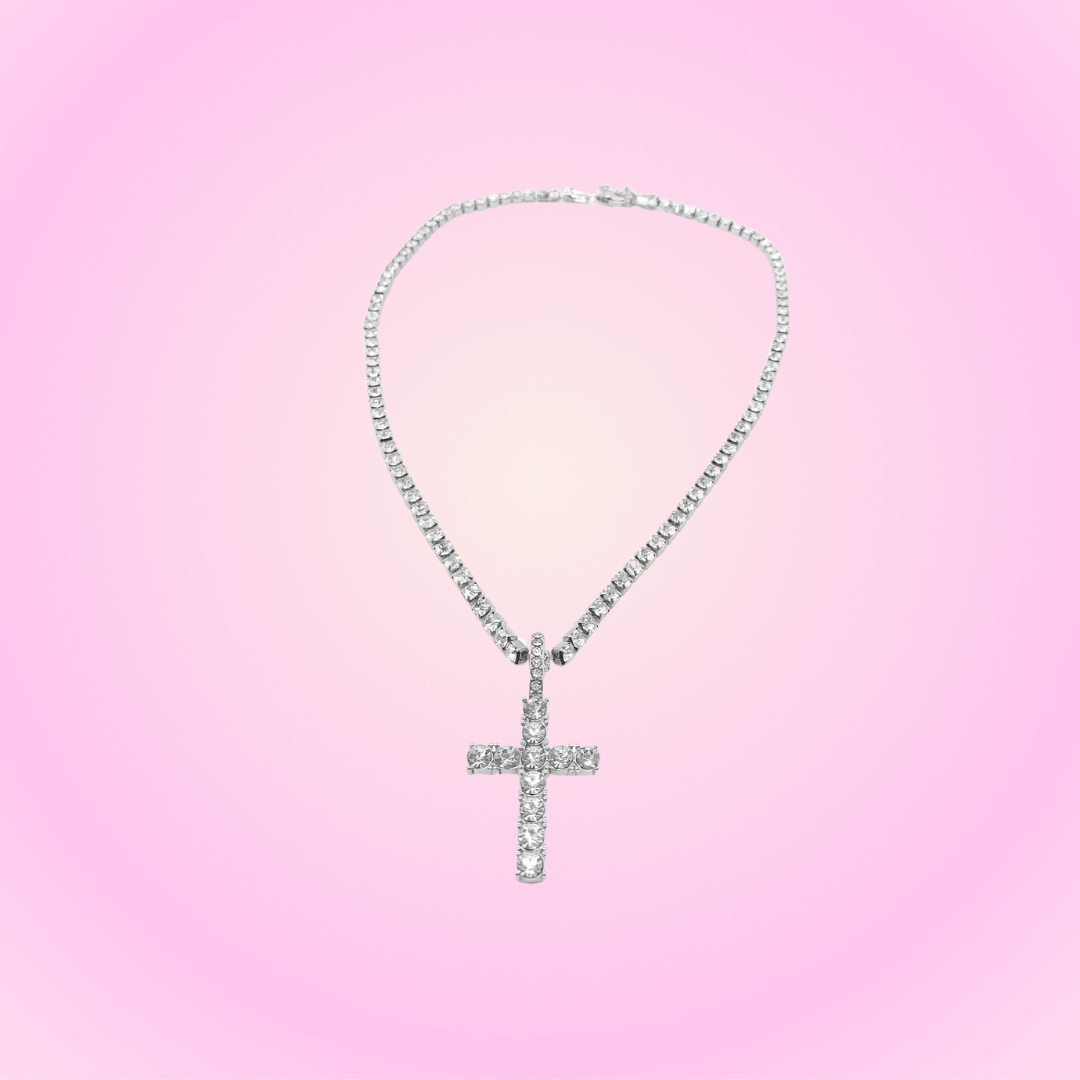 Collier Croix Glacée Argent