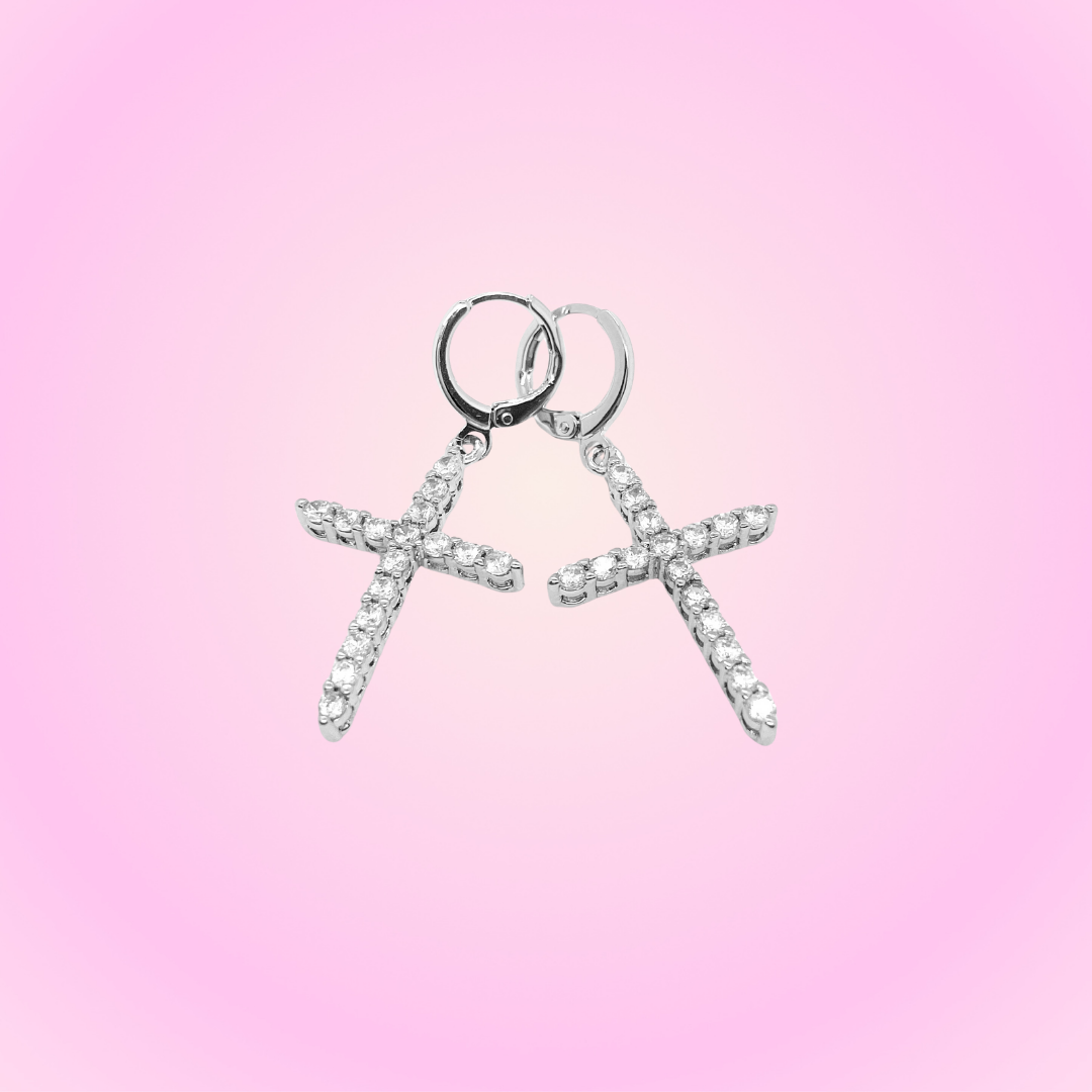 Icy Cross Earrings