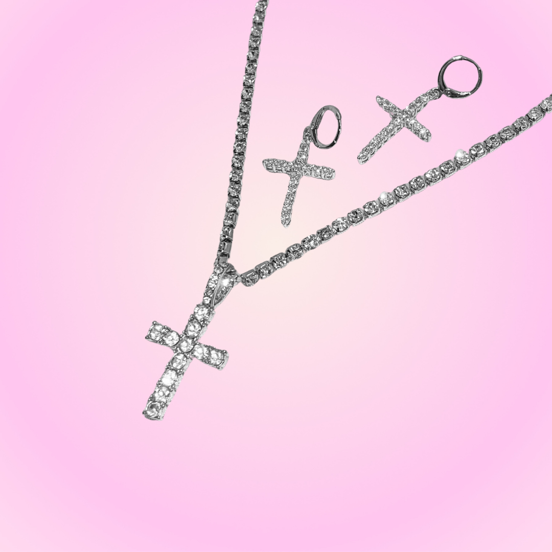 Icy Cross Set Silver