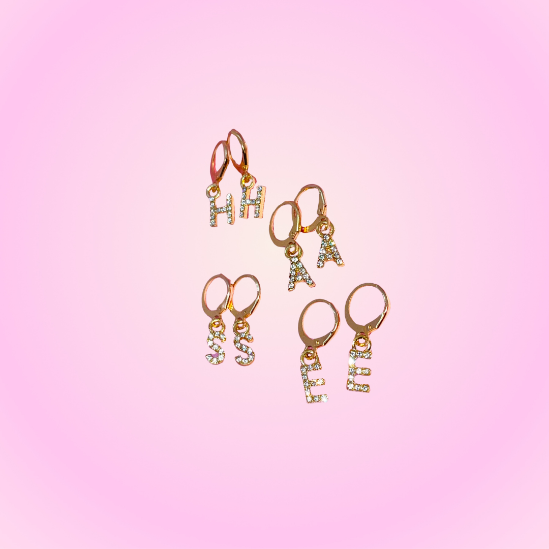 Icy Initial Earrings Gold