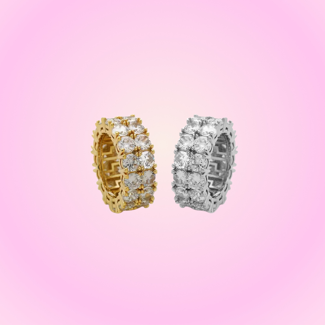 Bague Popcorn Iced Out Argent