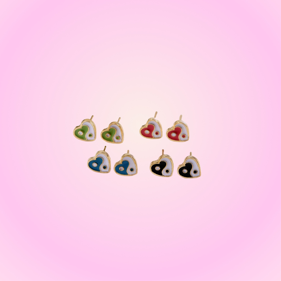Yin Yang Heart Earrings