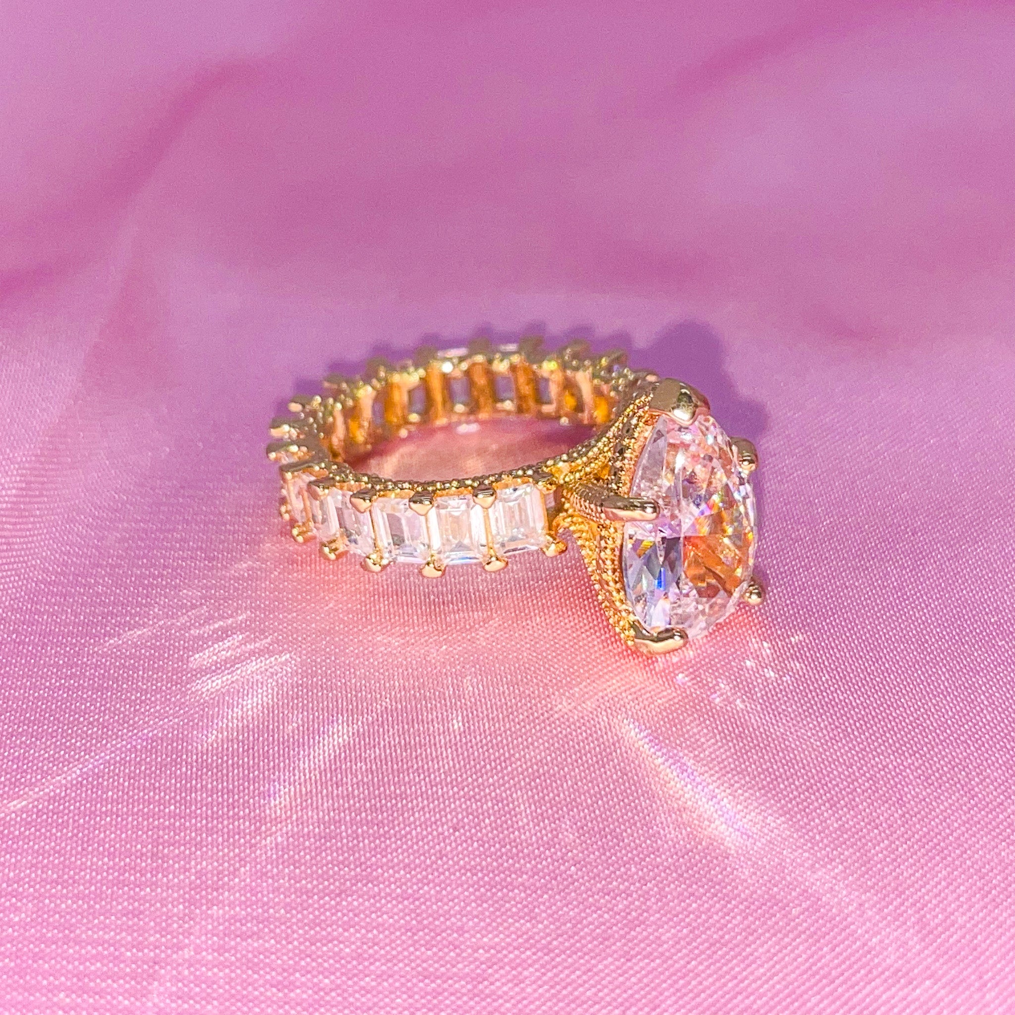 Almond Iced Out Ring