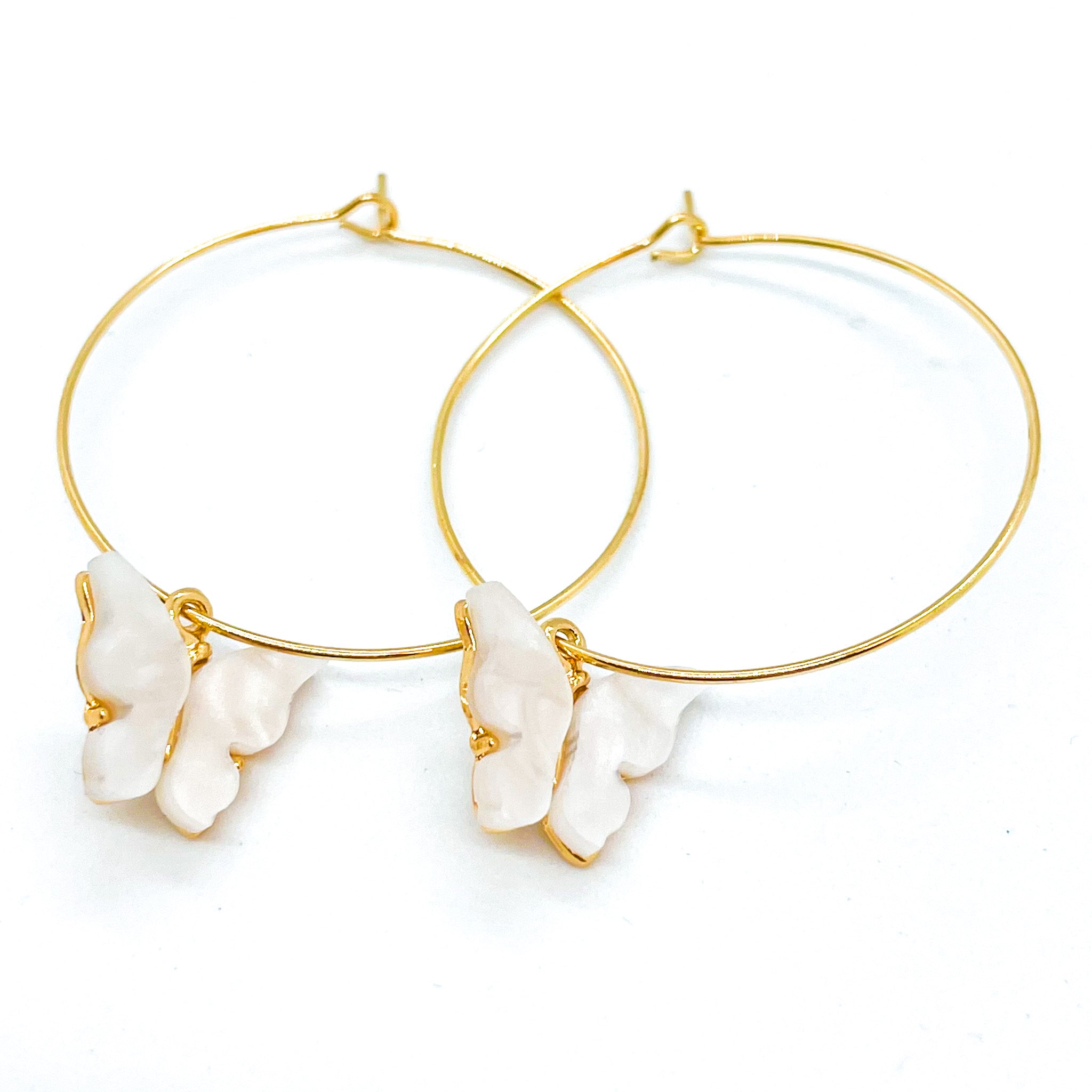 Butterfly Loop Earrings Pearl