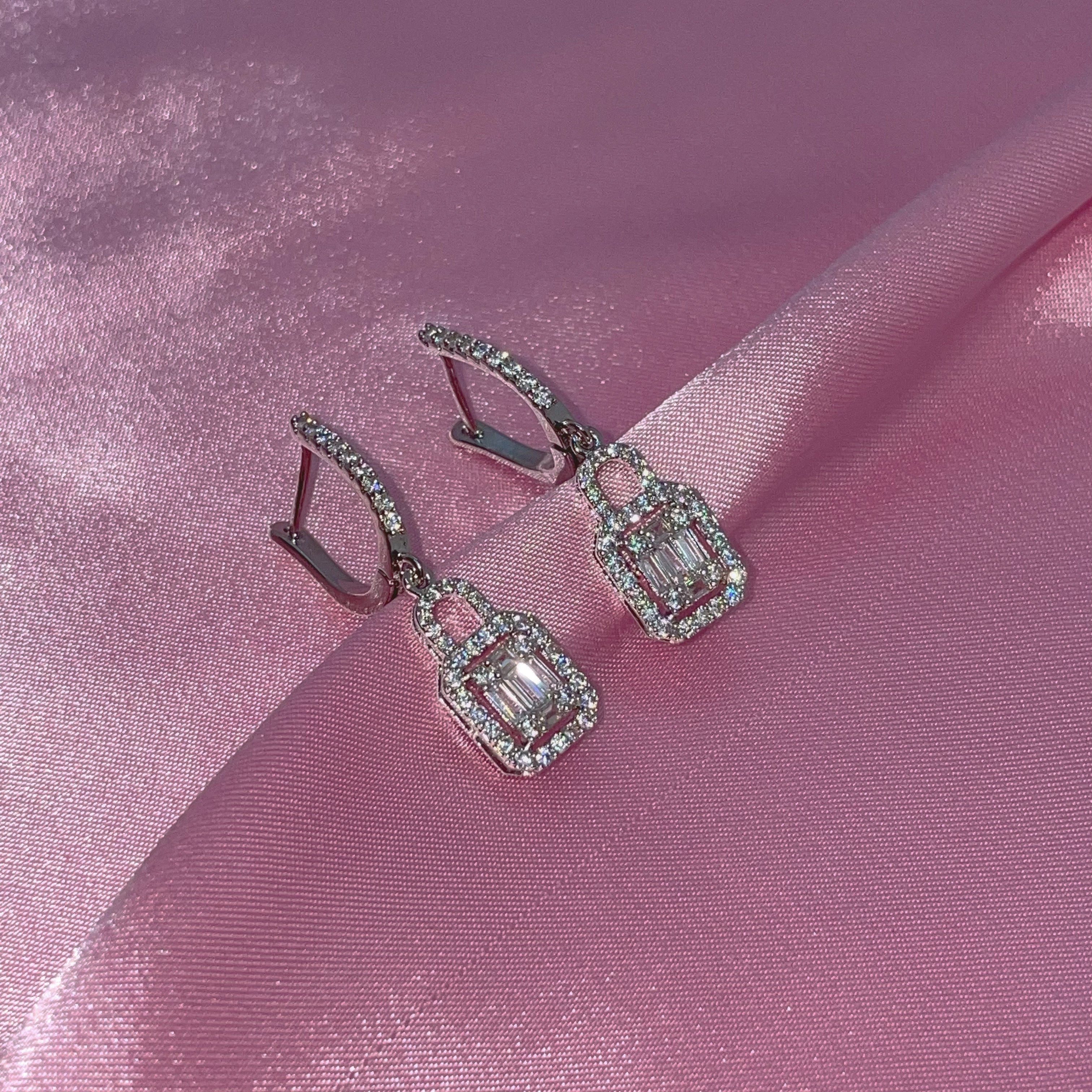 Iced Out Lock Earrings