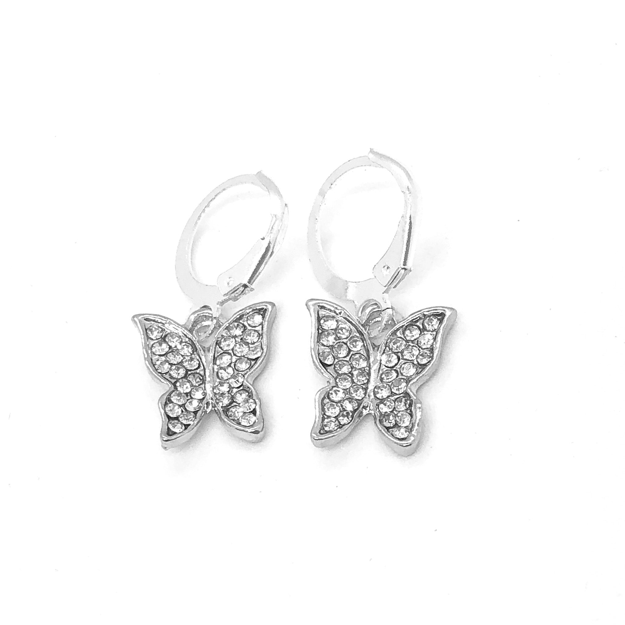 Boucles d'Oreilles Papillon Glacé Argent