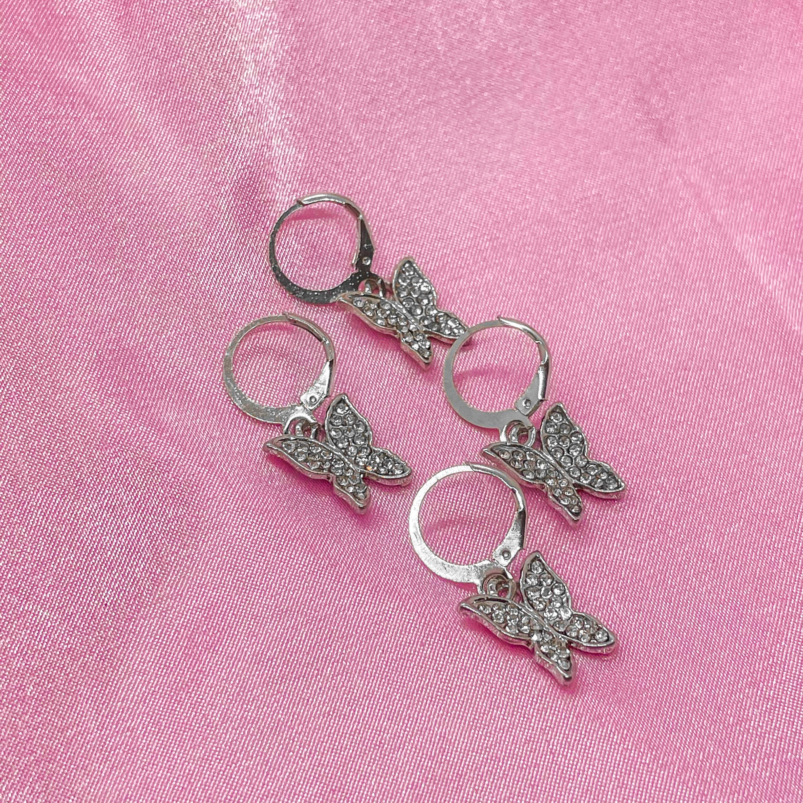 Boucles d'Oreilles Papillon Glacé Argent